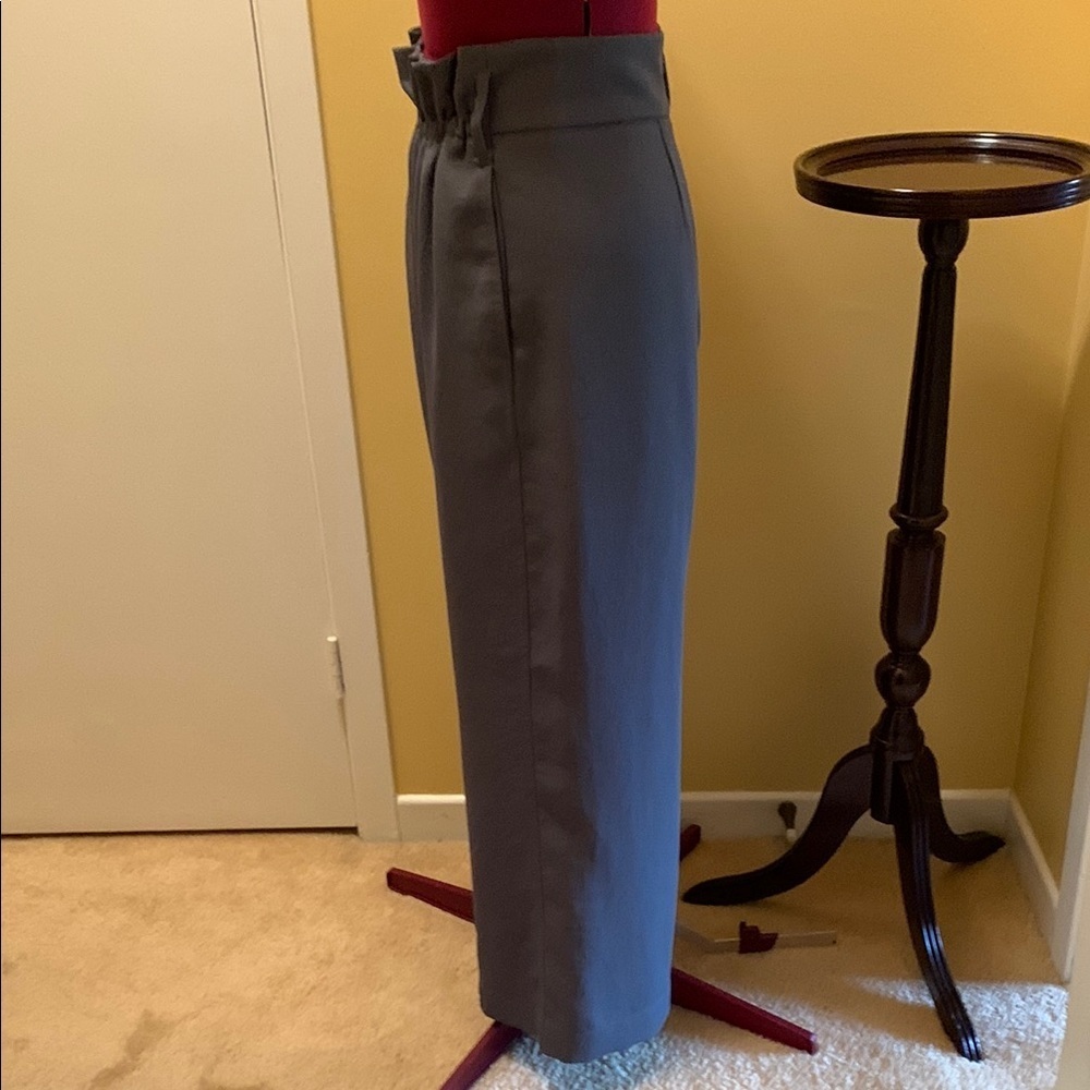 Wilfred Paperbag Front Waist Wide-Leg Pants Gray-Green Textured Size 4 - Picture 6 of 13